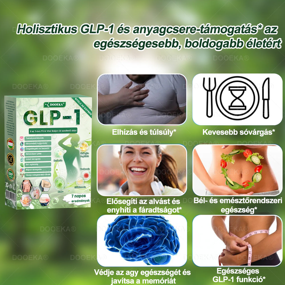 DOOEKA® GLP-1 8 az 1-ben Fit & Vital Szájon át szedhető oldat – Napi egyszer, 7 nap alatt látható változás / Elhízás, szív- és érrendszeri egészség, cukorbetegség, alvási apnoe, bélrendszer egészsége, ízületi problémák és még sok más esetén