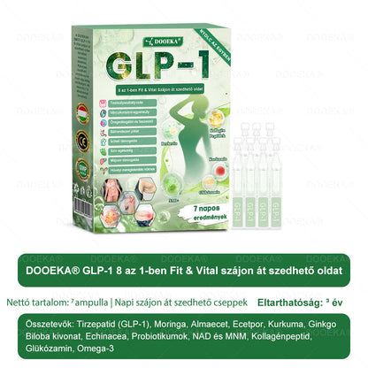 DOOEKA® GLP-1 8 az 1-ben Fit & Vital Szájon át szedhető oldat – Napi egyszer, 7 nap alatt látható változás / Elhízás, szív- és érrendszeri egészség, cukorbetegség, alvási apnoe, bélrendszer egészsége, ízületi problémák és még sok más esetén