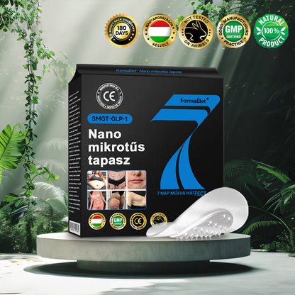 🏆FormaÉlet® Nano Mikrotű Tapasz SMGT-GLP-1-tel és Matrixyl 3000-rel – Fogyás, Bőrfeszesítés, Vércukorszint-támogatás, Injekció Nélkül, 7 Napos Eredmény