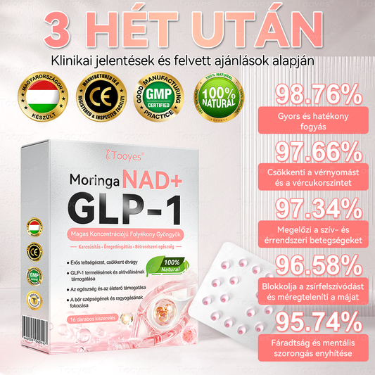✨Tooyes® GLP-1 Magas Koncentrációjú Folyékony Gyöngyök – NAD+, Moringa, HCA összetevőkkel (Fogyás, Öregedésgátlás, Bél- és Immunrendszer támogatás, Vércukorszint egyensúly, Szív- és Agyegészség) ⚡