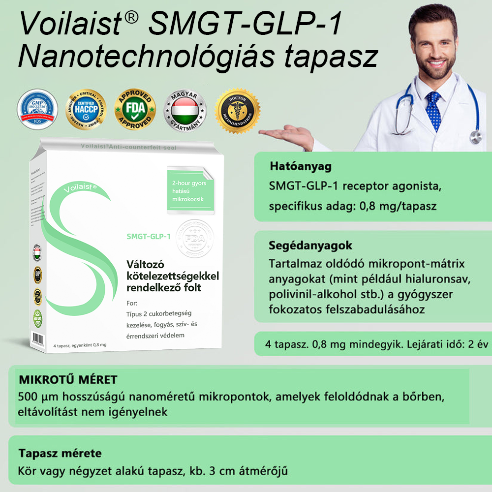 [Lásd az eredményeket 7 nap múlva]🌲Voilaist® SMGT-GLP-1 nano mikrotűs tapasz (Fájdalommentes, hosszan tartó, kezeli a cukorbetegséget, az elhízást és a szív- és érrendszeri betegségeket)