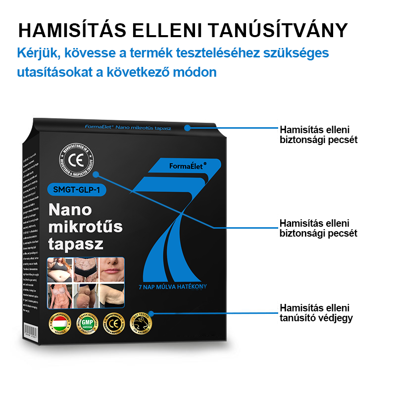 🏆FormaÉlet® Nano Mikrotű Tapasz SMGT-GLP-1-tel és Matrixyl 3000-rel – Fogyás, Bőrfeszesítés, Vércukorszint-támogatás, Injekció Nélkül, 7 Napos Eredmény