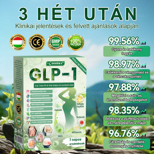 DOOEKA® GLP-1 8 az 1-ben Fit & Vital Szájon át szedhető oldat – Napi egyszer, 7 nap alatt látható változás / Elhízás, szív- és érrendszeri egészség, cukorbetegség, alvási apnoe, bélrendszer egészsége, ízületi problémák és még sok más esetén